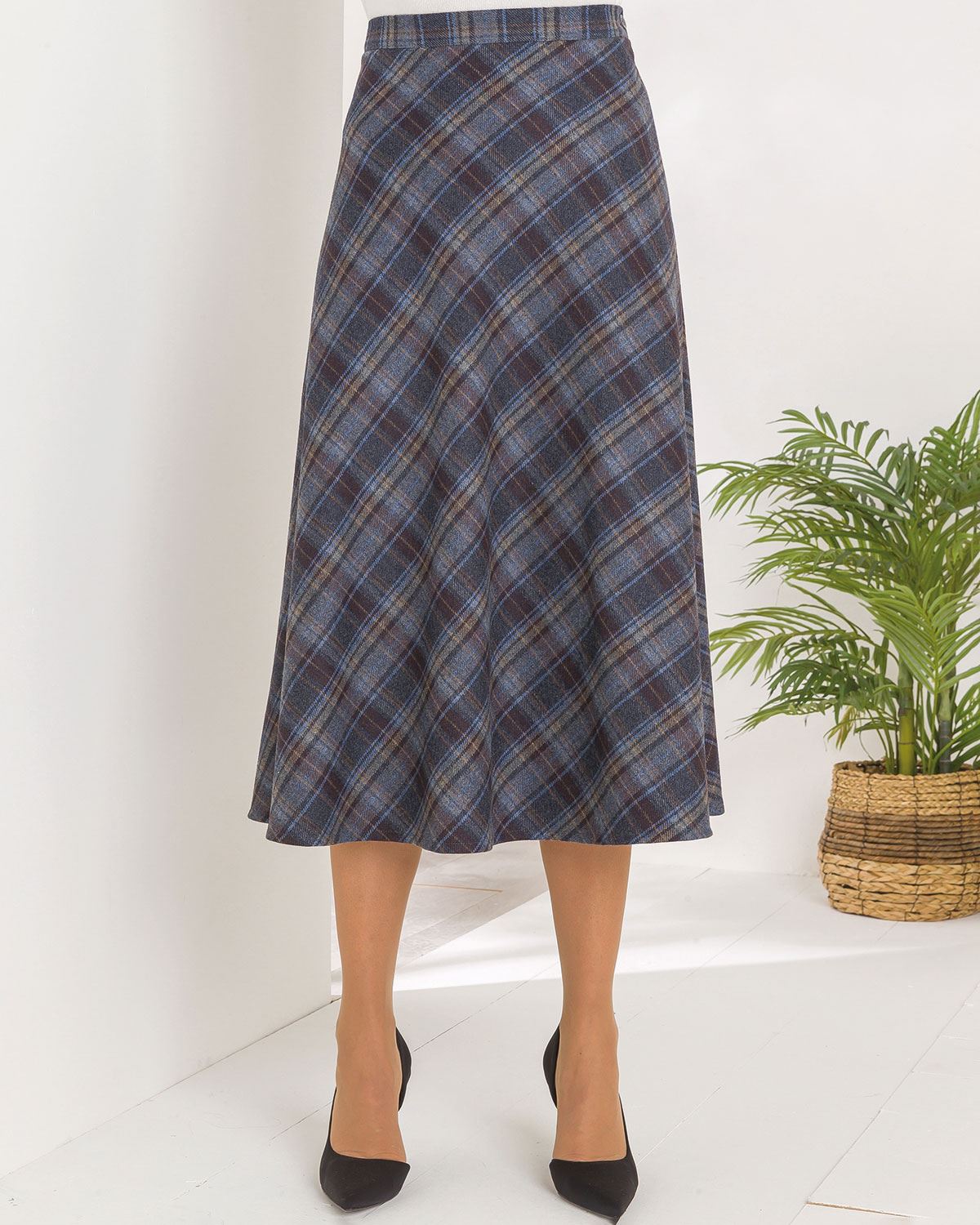 Dover Wool Blend Checked Bias Skirt - Image 1 - The Classic Boutique