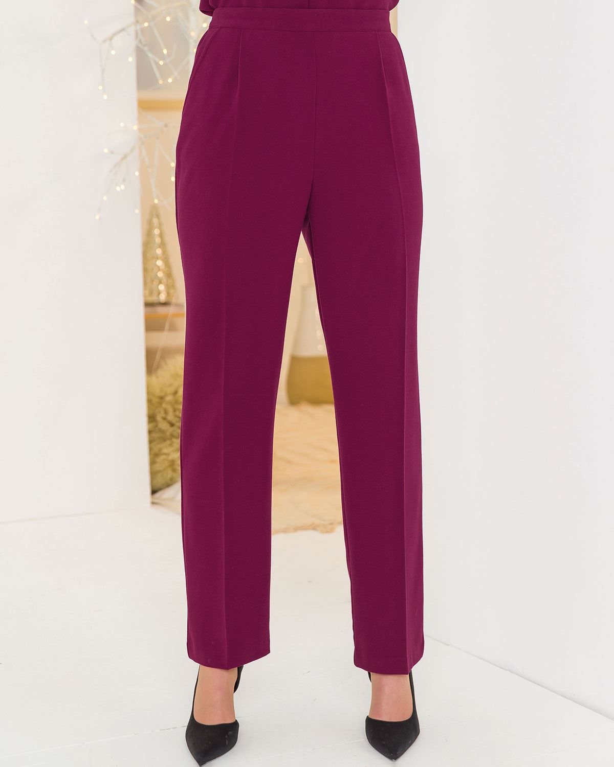 Kimberley Burgundy Pull On Trousers - Image 1 - The Classic Boutique