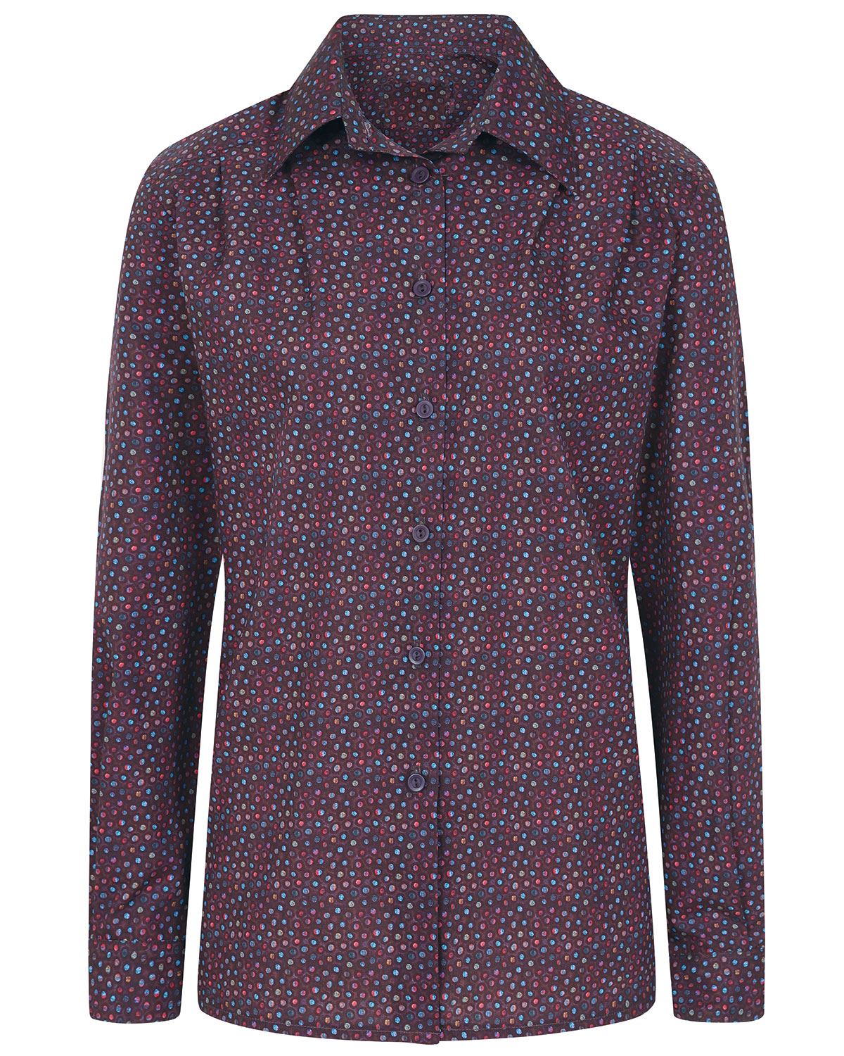 Delia Patterned Long Sleeve Cotton Poplin Blouse - Image 2 - The Classic Boutique