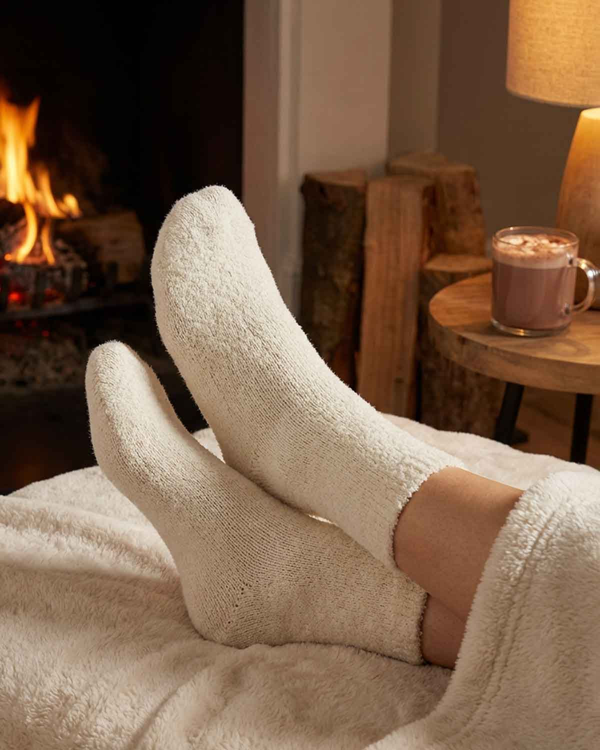 Slenderella Supersoft Bed Socks - Cream - Slenderella