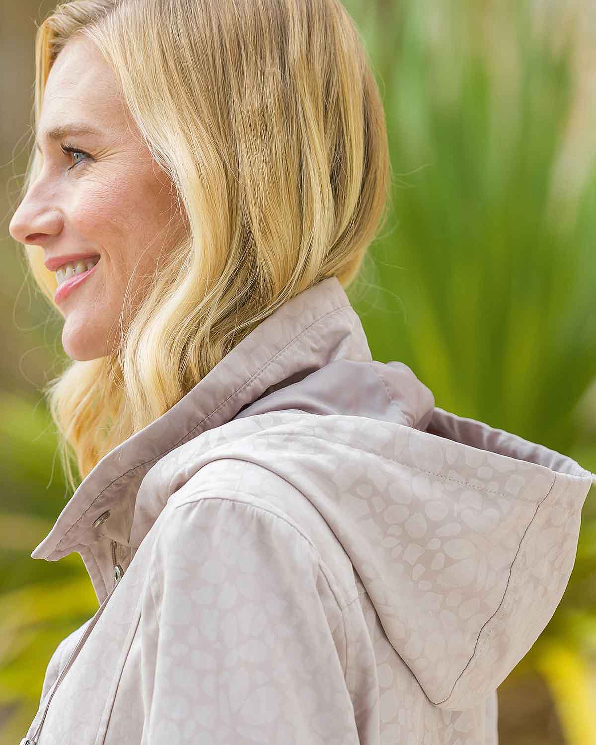 Kennedy Patterned Showerproof Coat - Beige - Image 2 - The Classic Boutique
