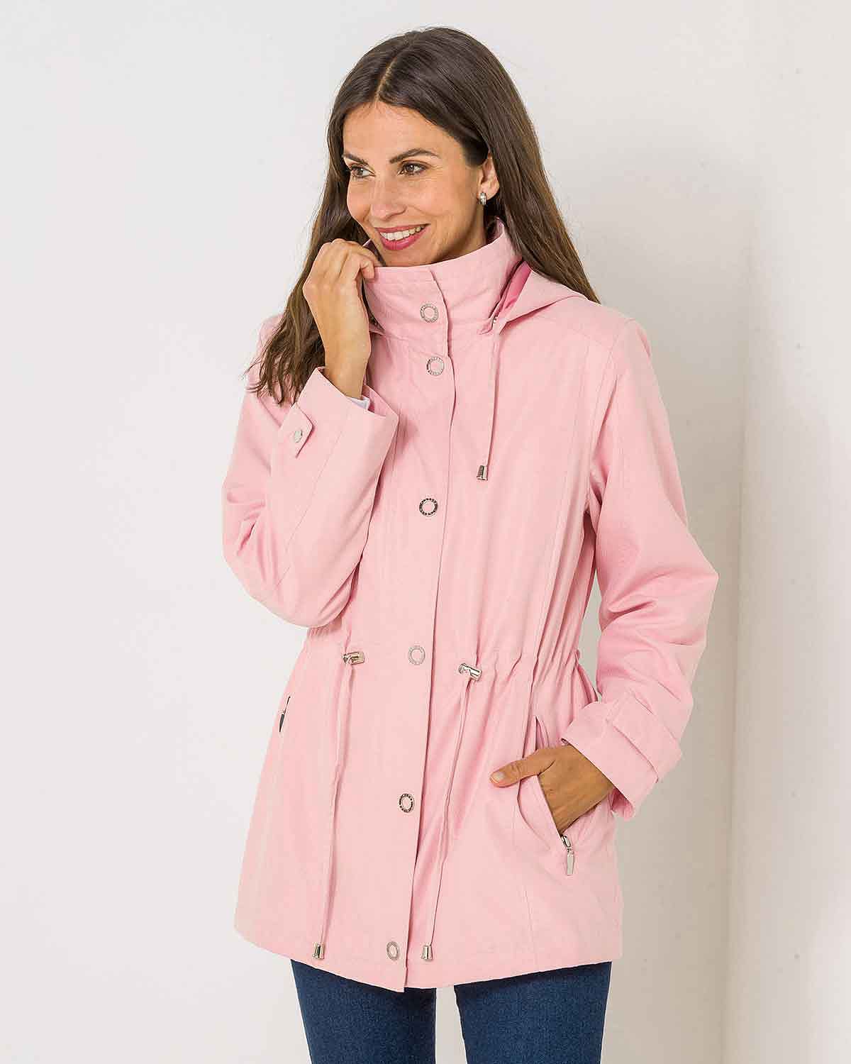 Kennedy Patterned Showerproof Coat - Pink - Image 1 - The Classic Boutique
