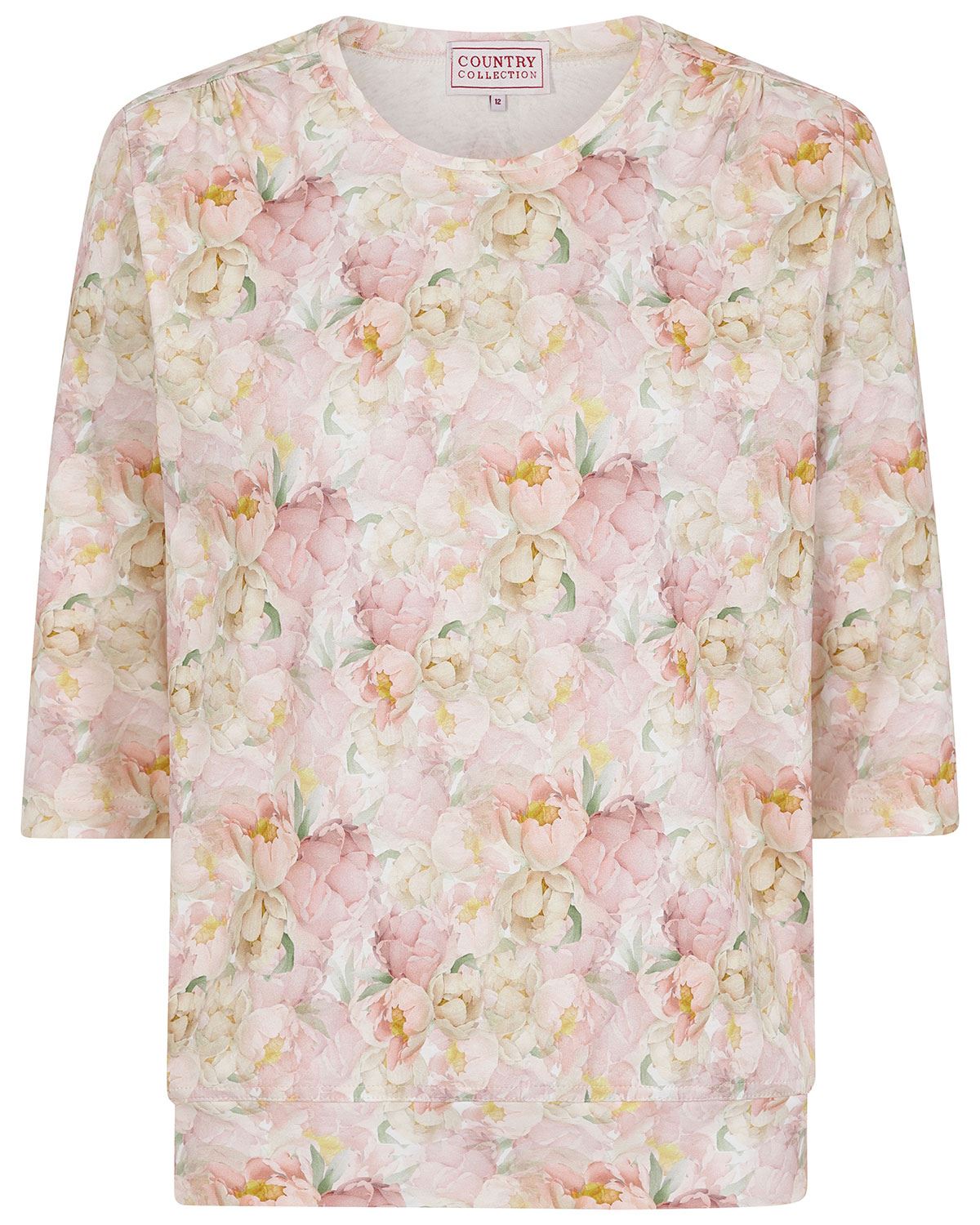 Melody Floral Cotton 3/4 Sleeve Blouson Top - Image 2 - The Classic Boutique