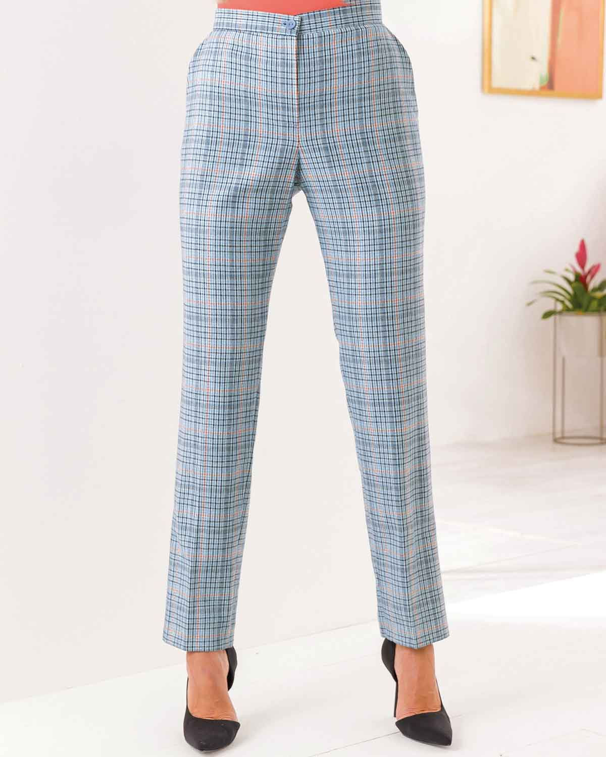 Torquay Wool Blend Checked Trousers - Image 1 - The Classic Boutique
