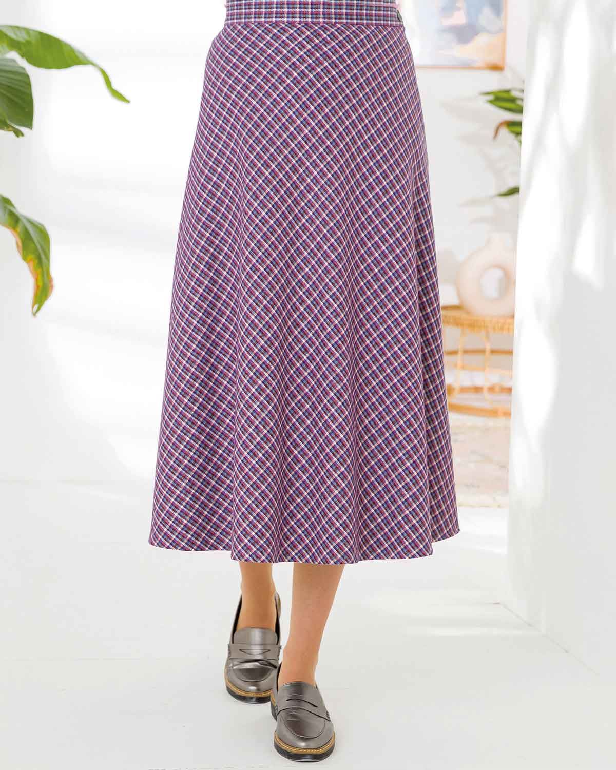 Amanda Cotton Rich Lined Checked Skirt - Image 1 - The Classic Boutique