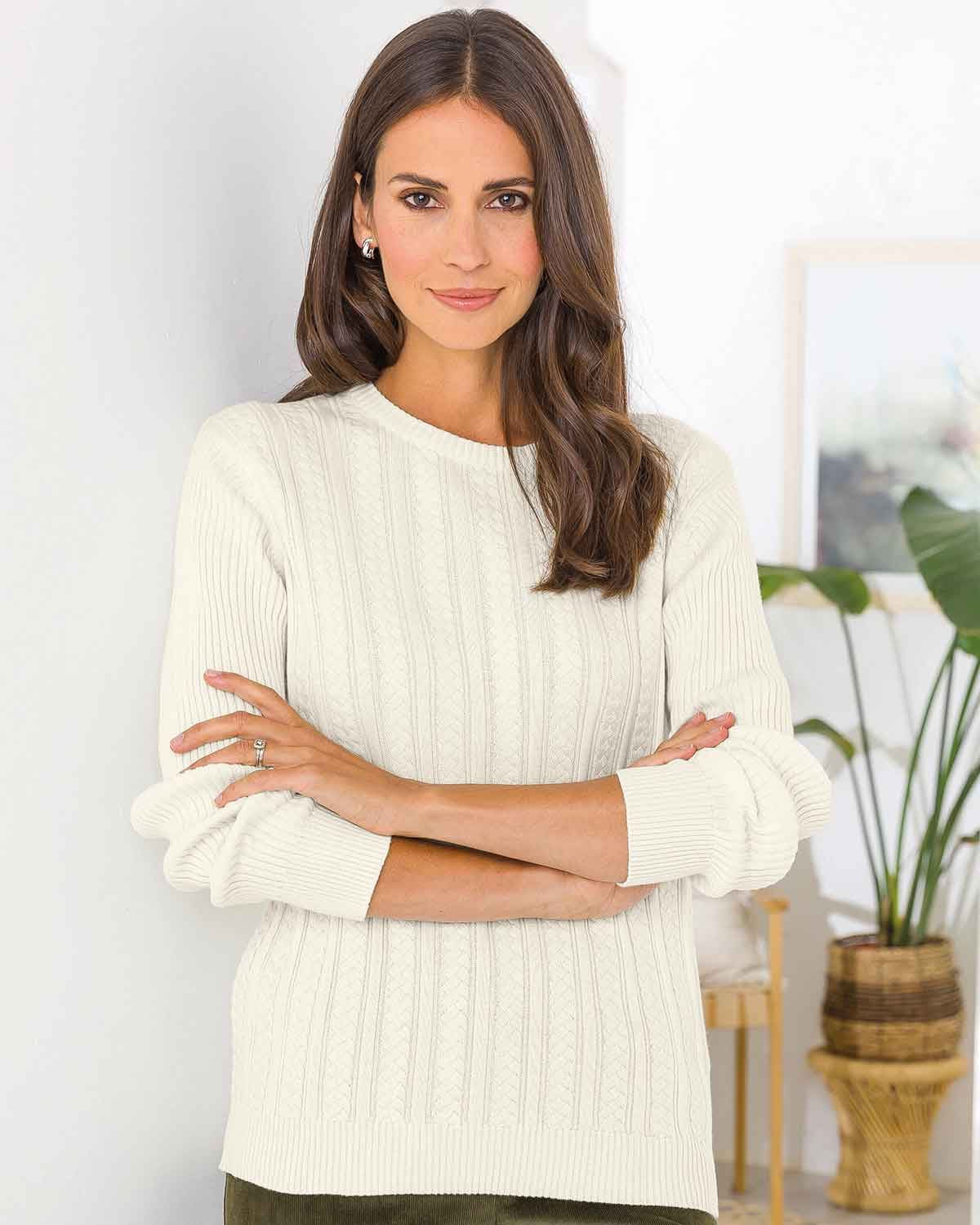 Cotton Aspen Cable Detail Jumper - Cream - The Classic Boutique