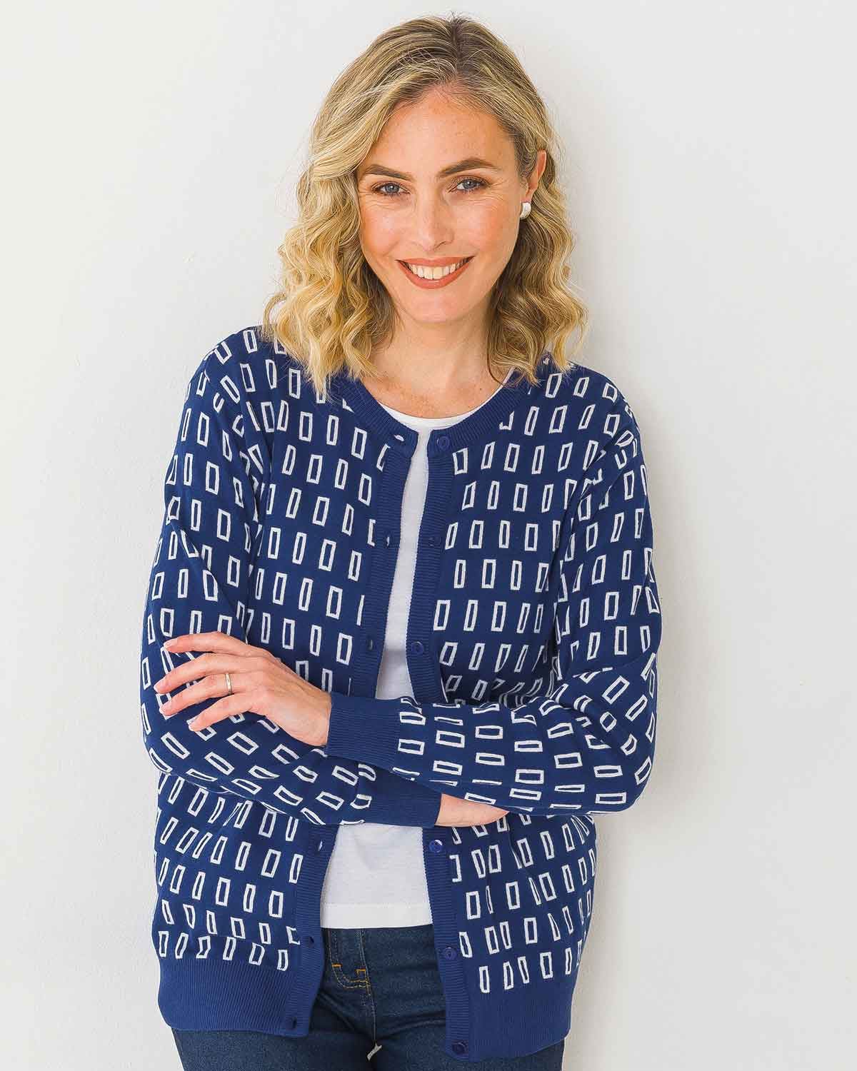 Rosa Patterned Long Sleeve Cotton Cardigan - Image 1 - The Classic Boutique