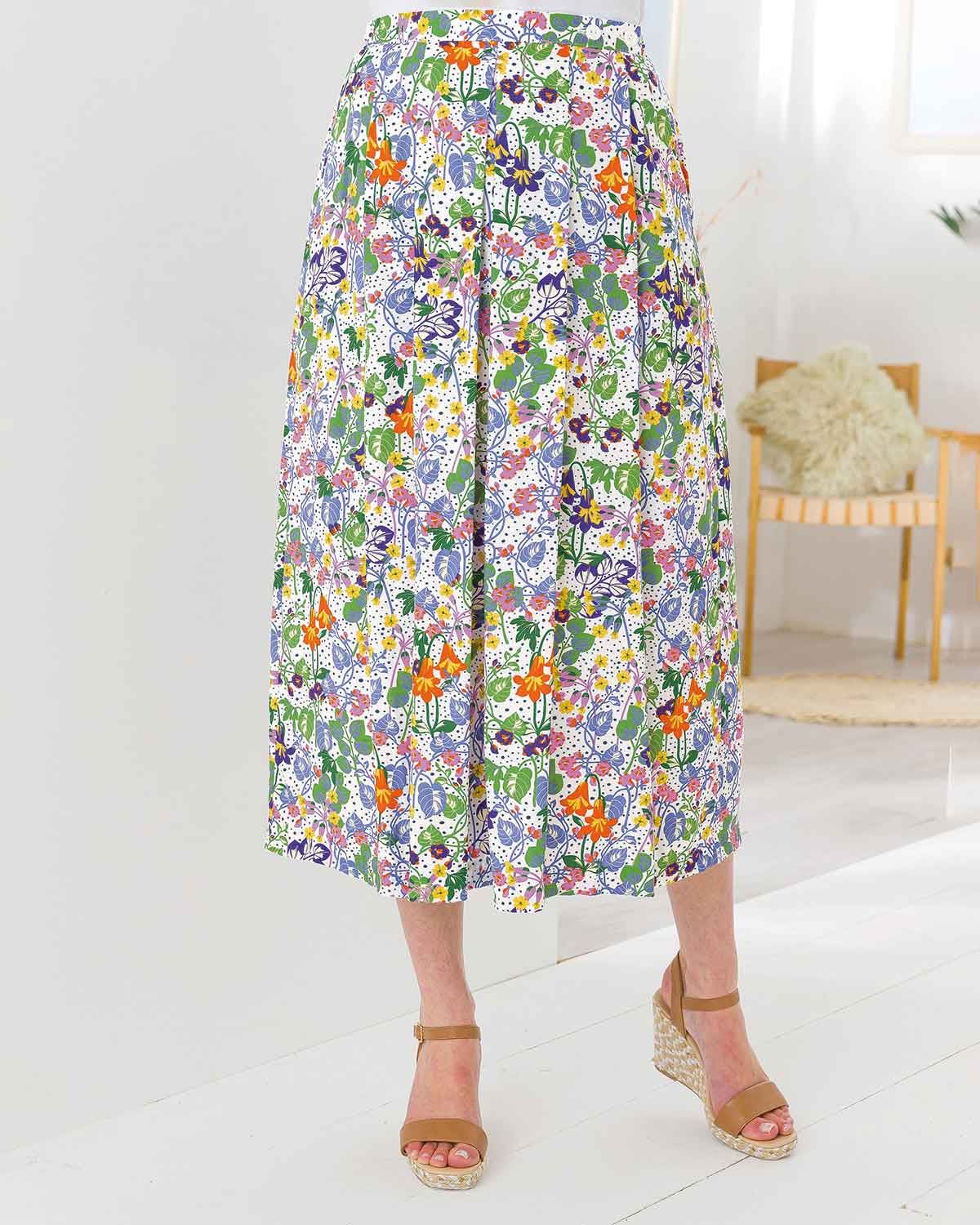 Stacey Viscose Floral Soft Pleated Skirt - Image 1 - The Classic Boutique
