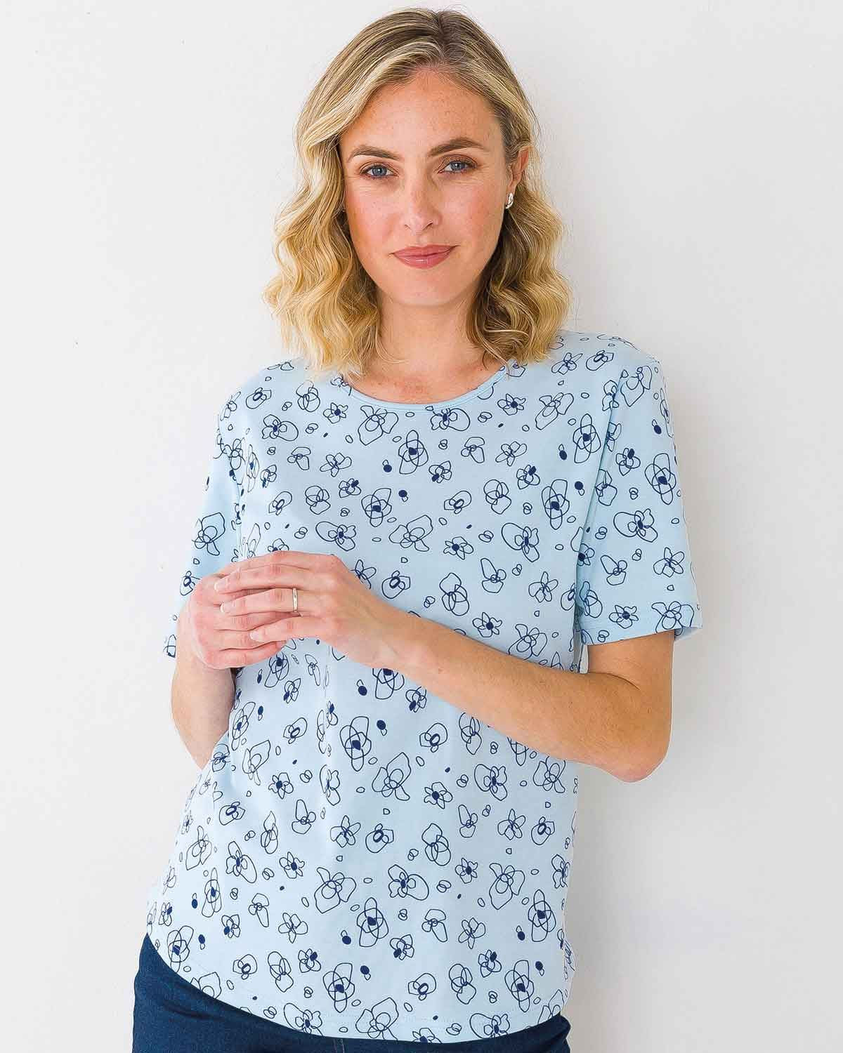 Floral Print Crew Neck T-Shirt - Image 1 - The Classic Boutique