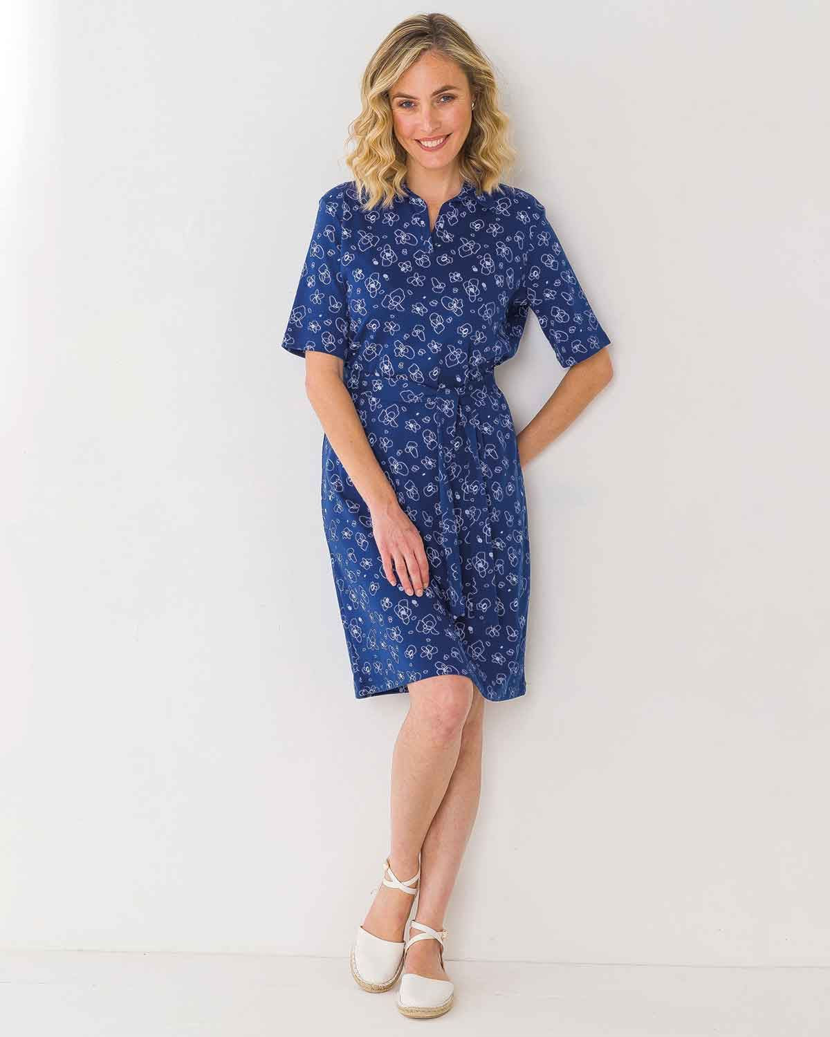 Floral Print Cotton Mix Pull On Short Sleeve Dress - Image 1 - The Classic Boutique