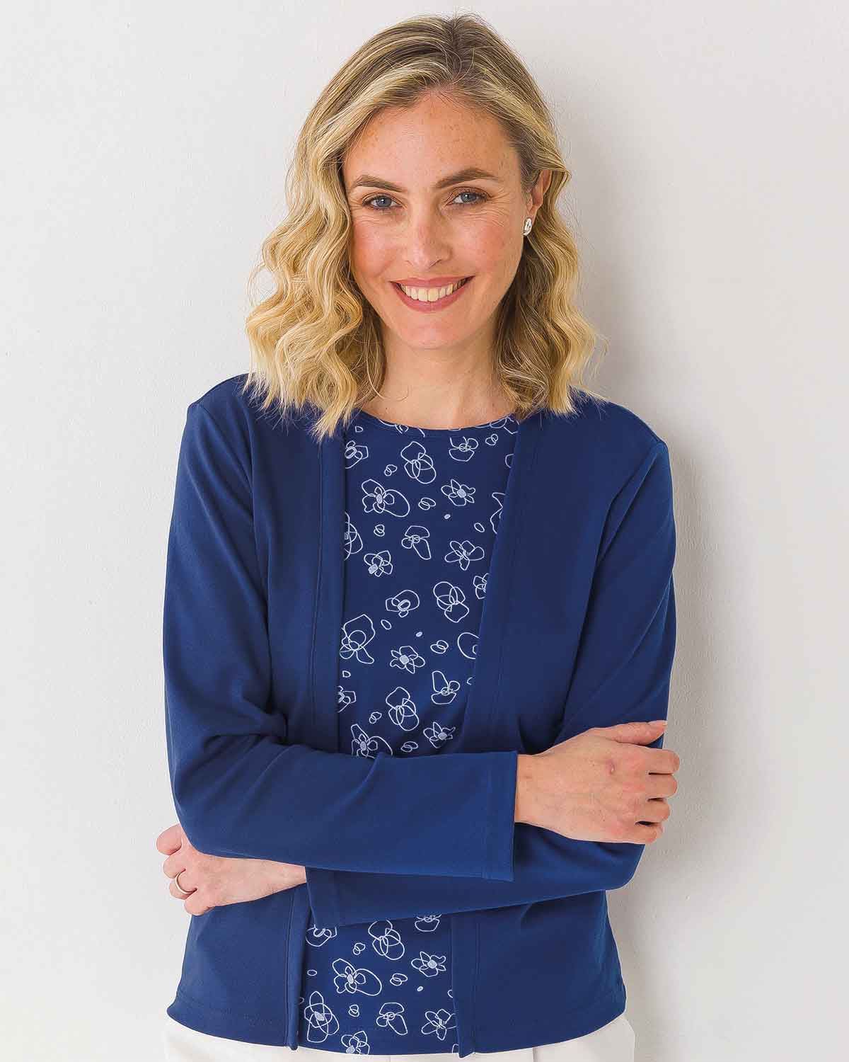 Mock Cardigan Patterned Layer Top - Image 1 - The Classic Boutique