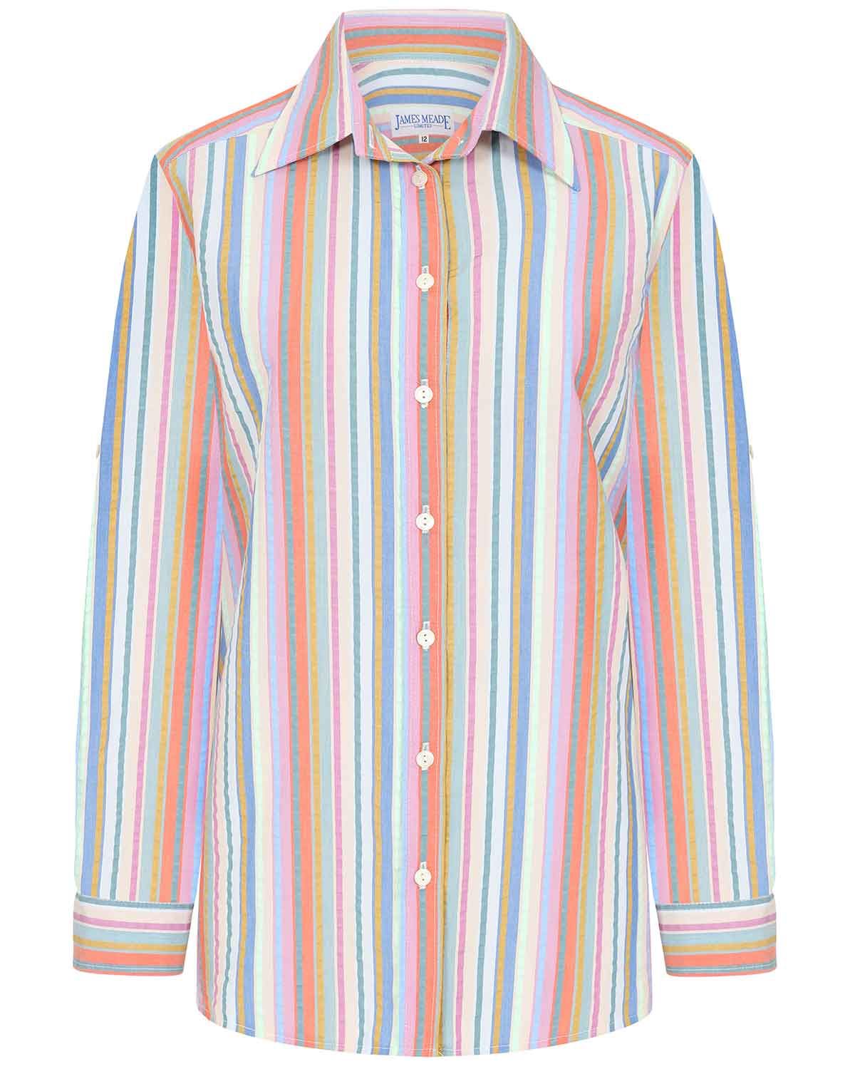 Lulu Pure Tencel Roll Sleeve Striped Blouse - Image 3 - The Classic Boutique
