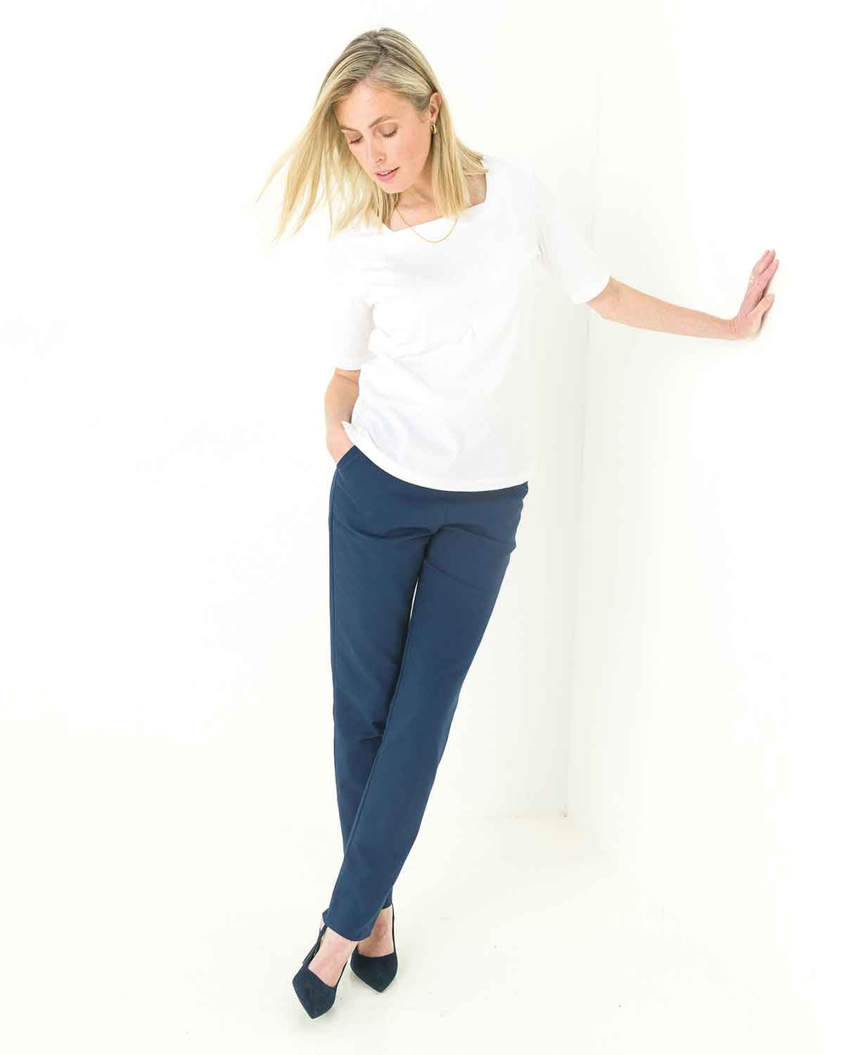 Easycare Pull On Trousers - Navy - The Classic Boutique