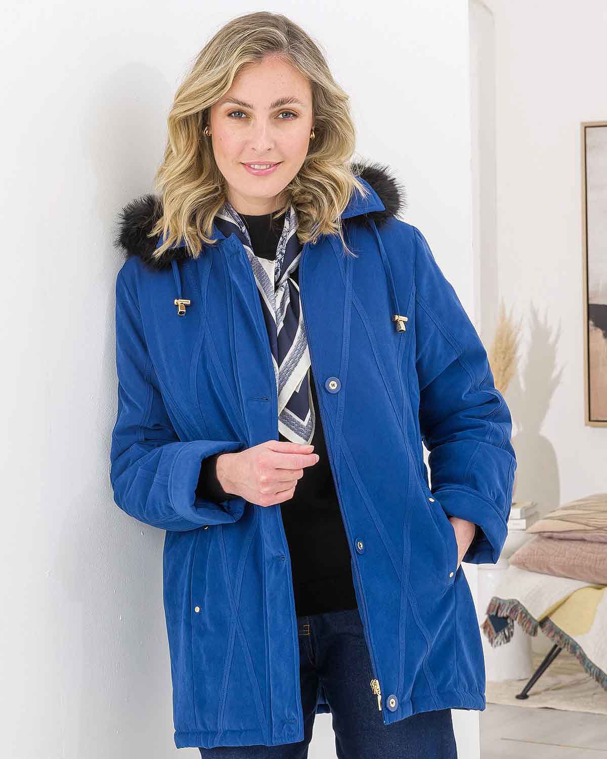 Nora Soft Touch Fur Trimmed Coat - Image 1 - The Classic Boutique