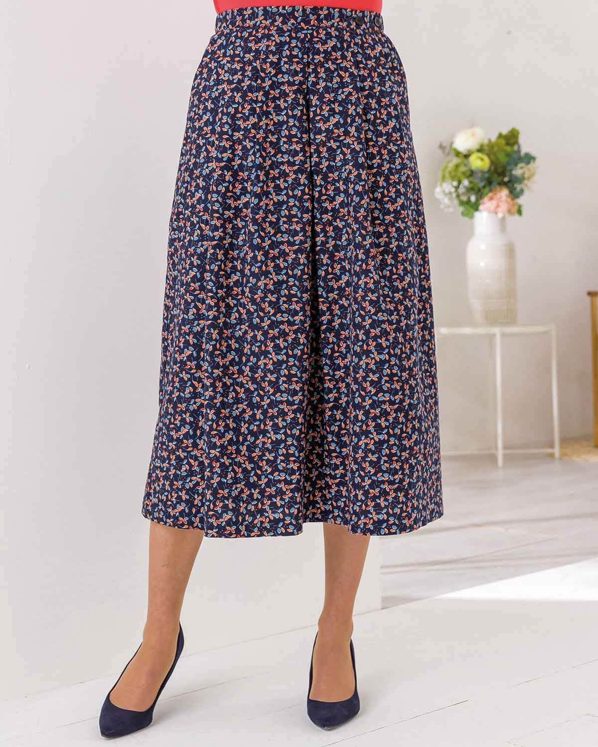 Victoria Floral Cotton Soft Pleated Skirt - Image 1 - The Classic Boutique