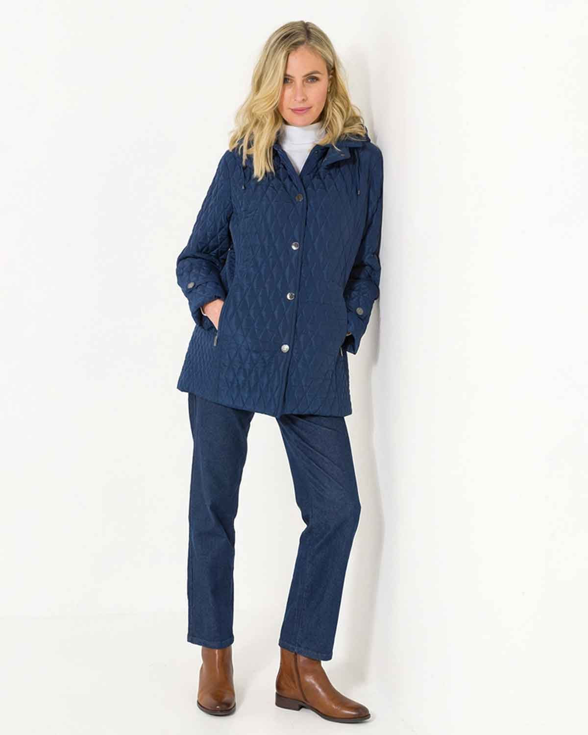 Winifred Quilted Coat - Navy - Image 1 - The Classic Boutique