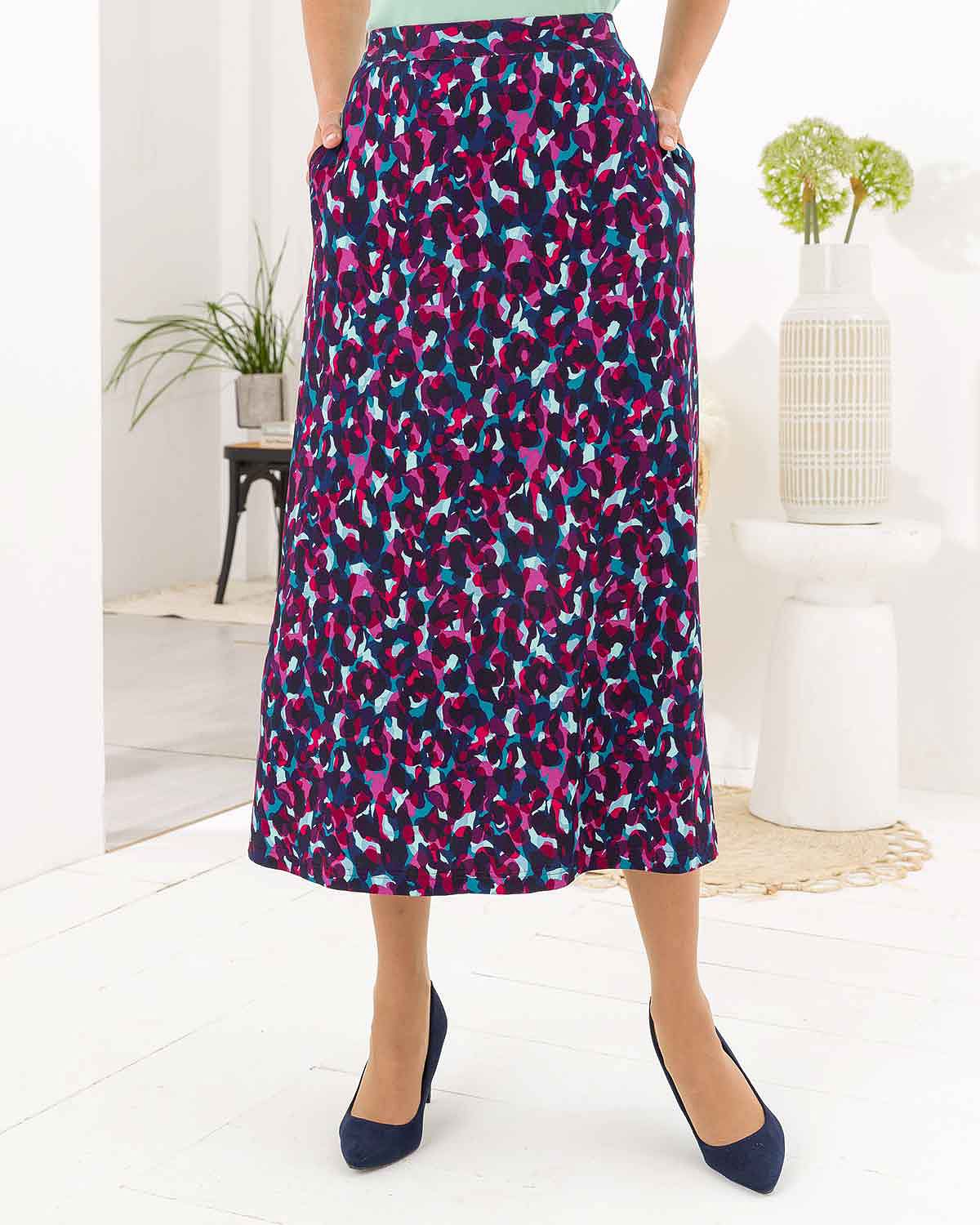 Darlene Patterned Viscose Pull On Skirt - Image 2 - The Classic Boutique