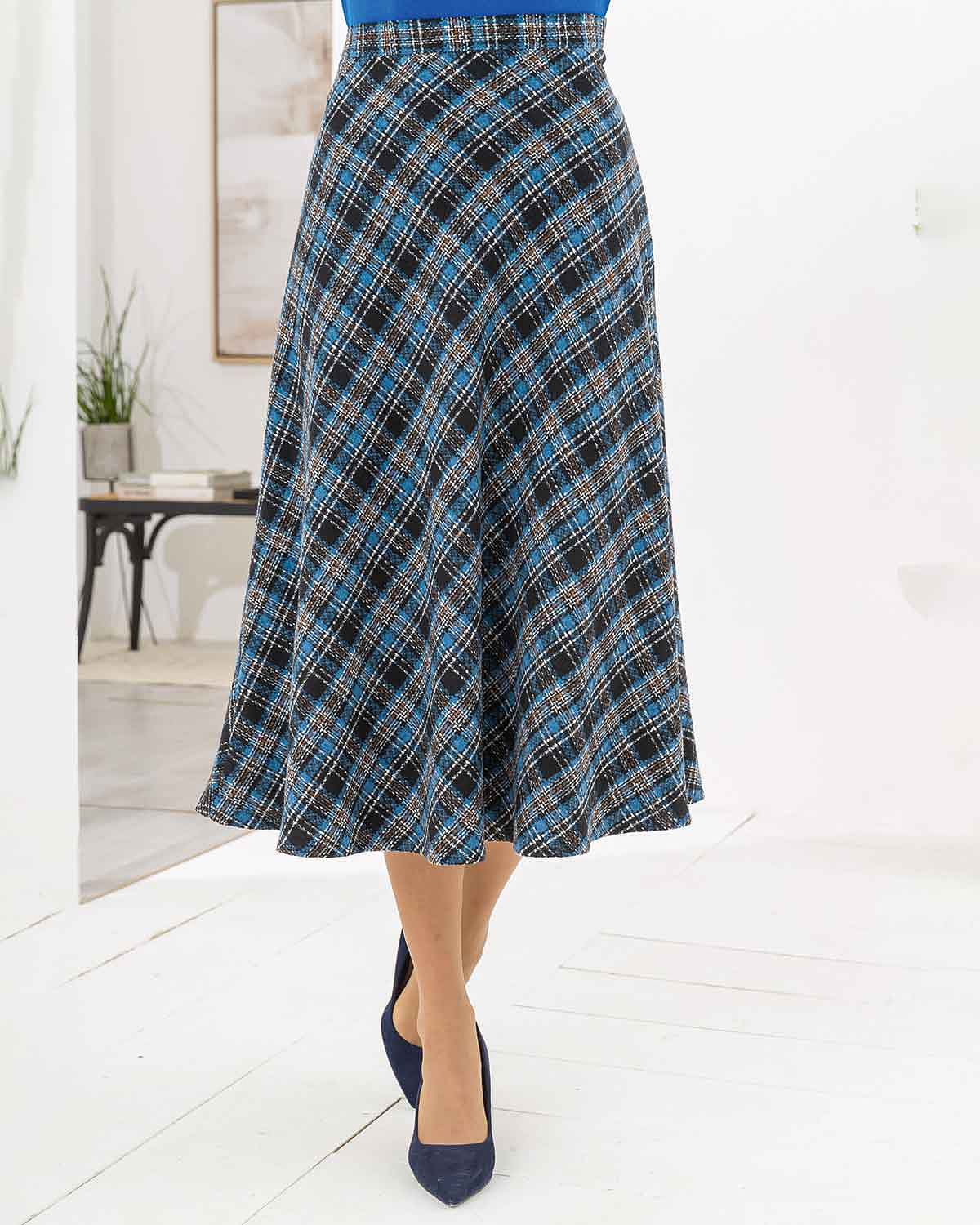 Lauder Wool Blend Checked Fully Lined Skirt - Image 1 - The Classic Boutique
