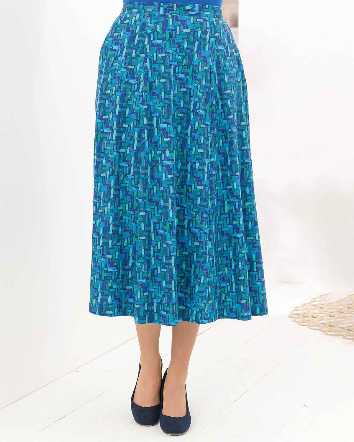 Sydney Patterned Pure Cotton Pull On Skirt - Image 1 - The Classic Boutique