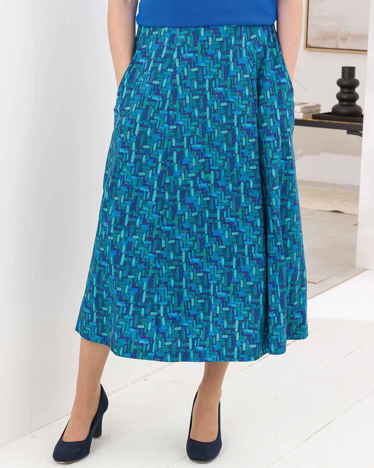 Sydney Patterned Pure Cotton Pull On Skirt - Image 2 - The Classic Boutique