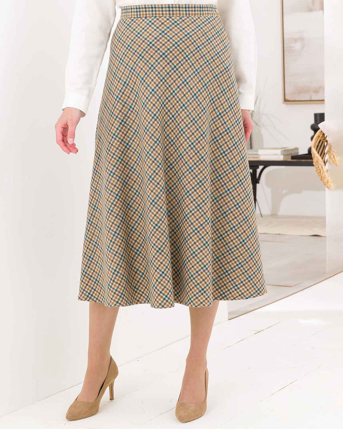 Peebles Wool Blend Checked Bias Skirt - Image 1 - The Classic Boutique