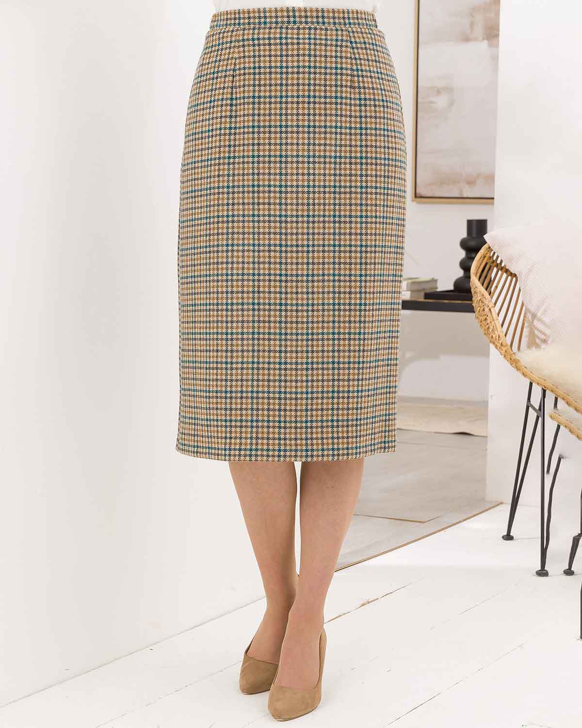 Peebles Wool Blend Checked Straight Skirt - Image 1 - The Classic Boutique
