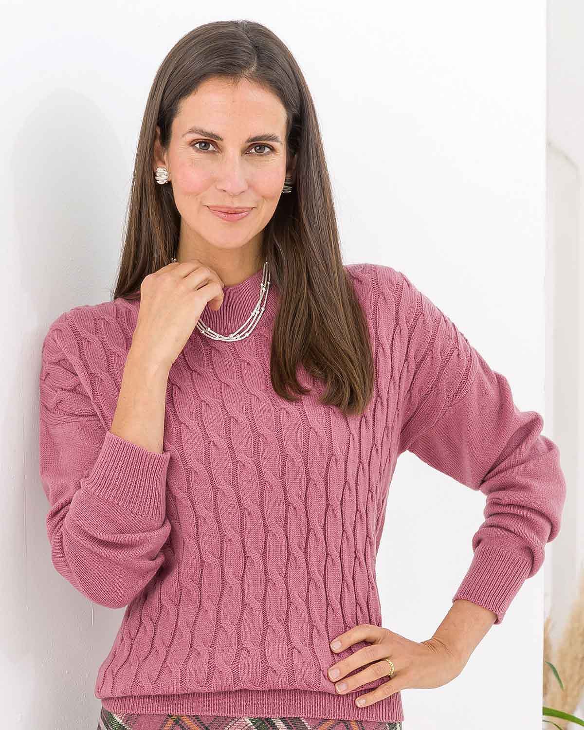 Wool Mix Sukie Cable Jumper - Antique Rose - Image 2 - The Classic Boutique
