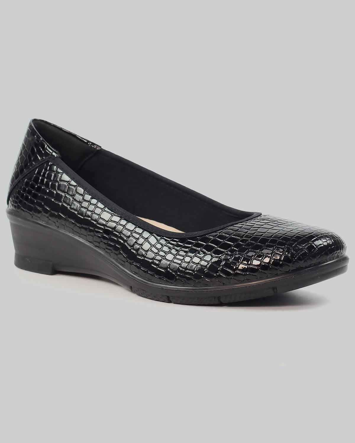 Lunar Slip On Winnie Ladies Wedge Shoe - Black - Image 2 - The Classic Boutique