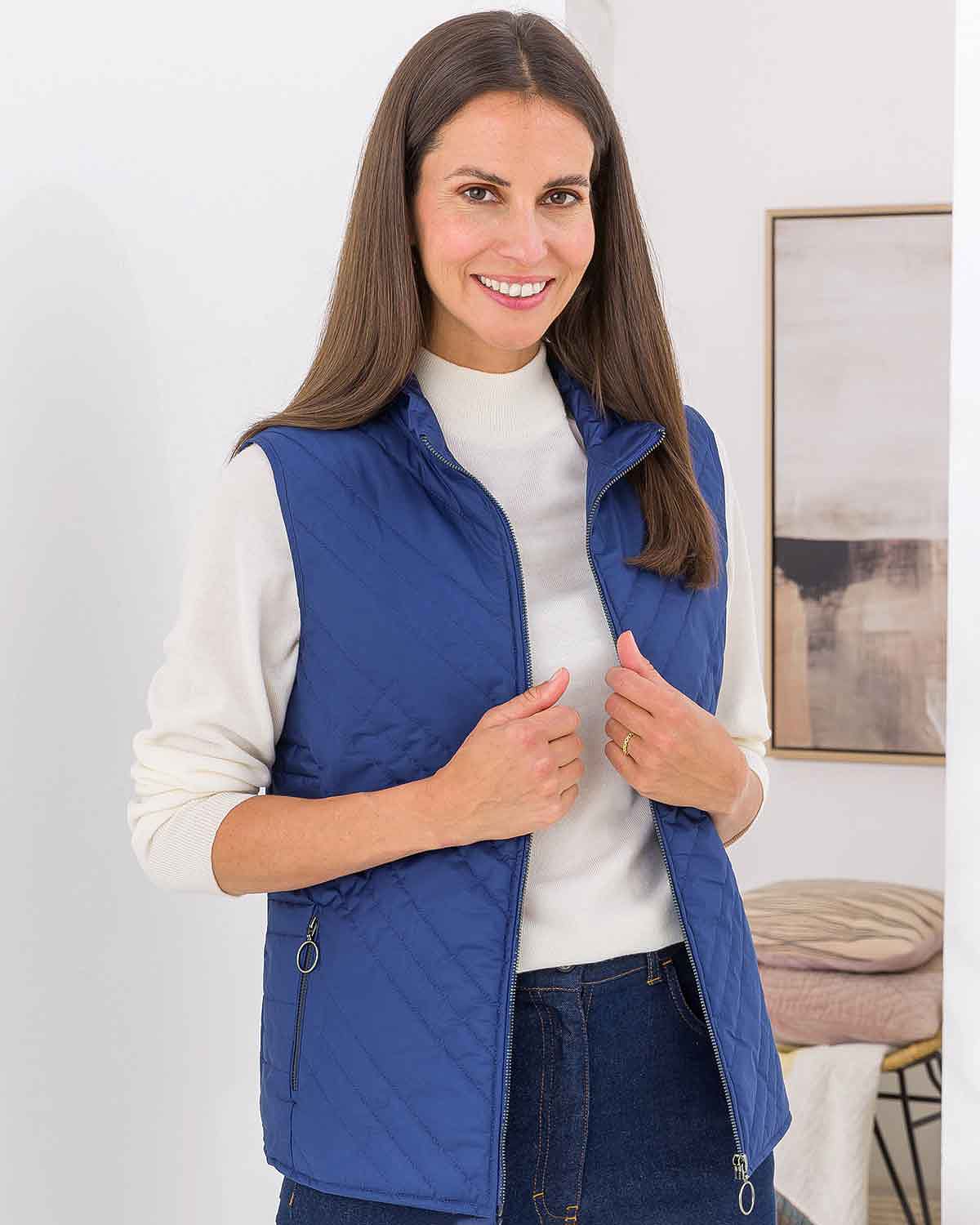 Quilted Padded Gilet - Blue - The Classic Boutique