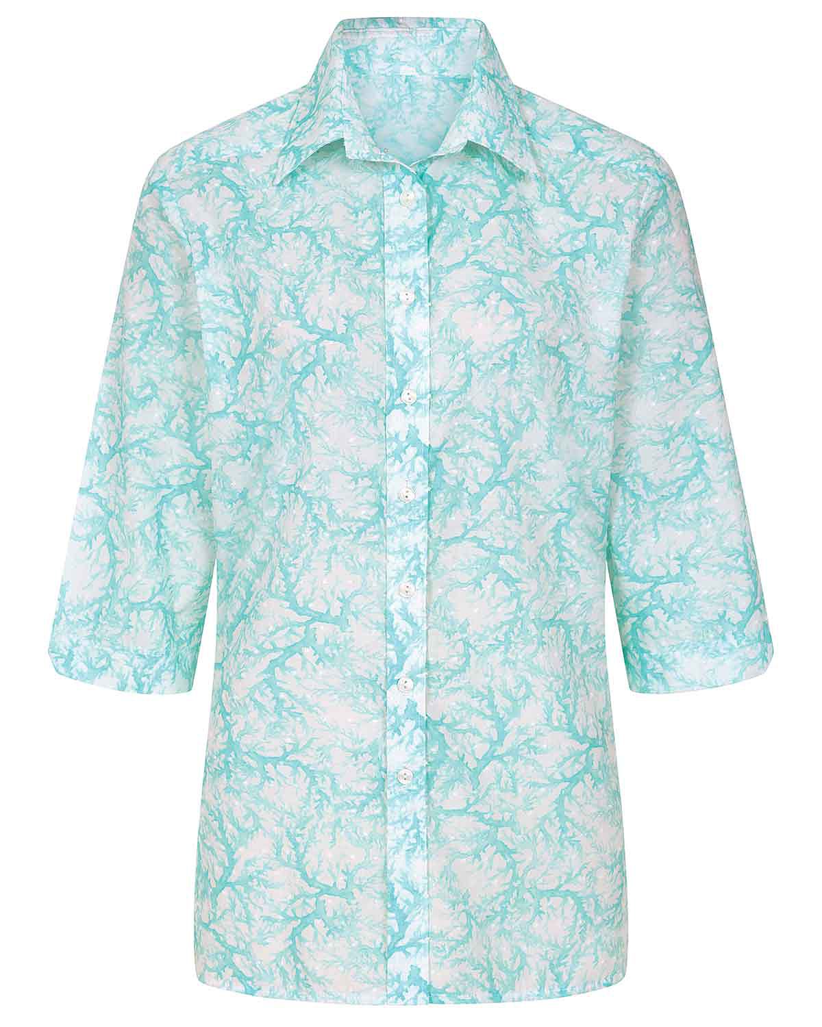 Marion Patterned Pure Cotton 3/4 Sleeve Blouse - Image 3 - The Classic Boutique