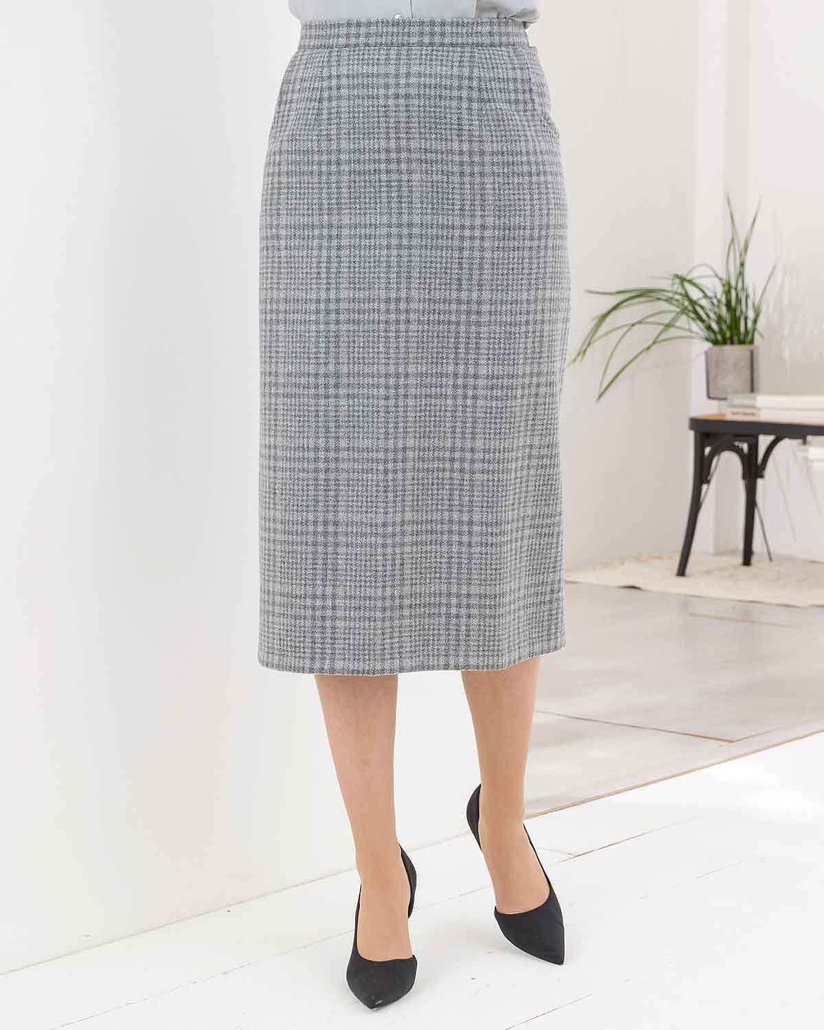 Glendale Checked Wool Blend Skirt - Image 1 - The Classic Boutique