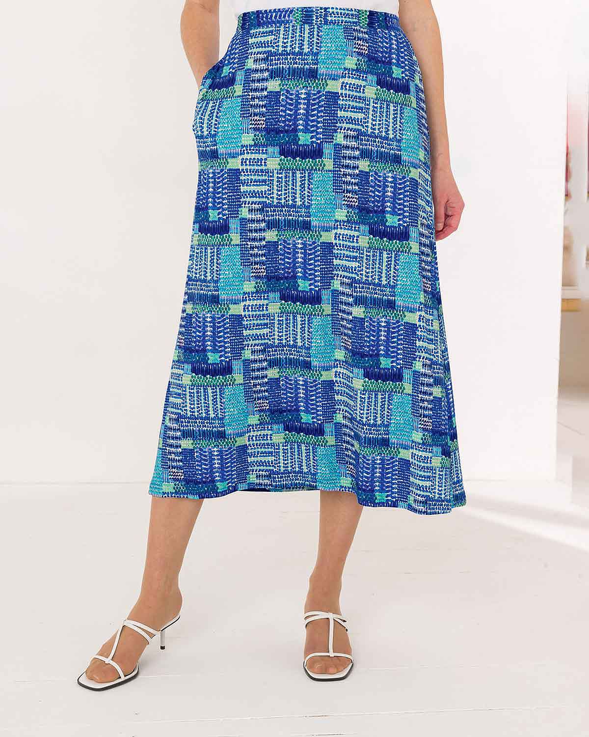 Leila Patterned Viscose Pull On Lined Skirt - Image 2 - The Classic Boutique