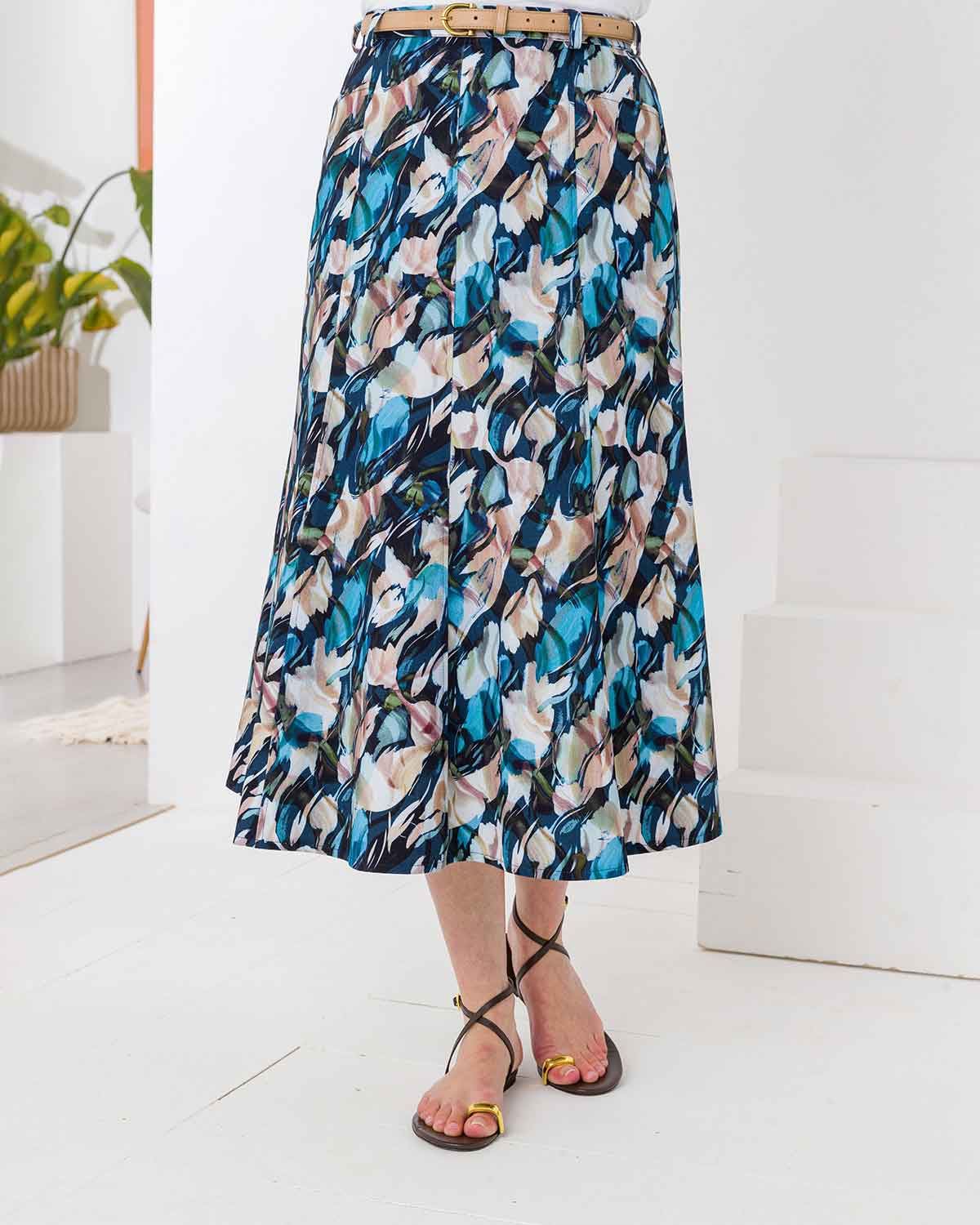 Lexi Patterned Cotton Twill A Line Skirt - Image 1 - The Classic Boutique