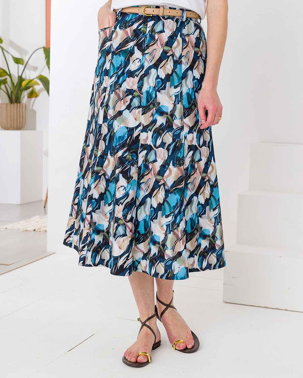 Lexi Patterned Cotton Twill A Line Skirt - Image 2 - The Classic Boutique