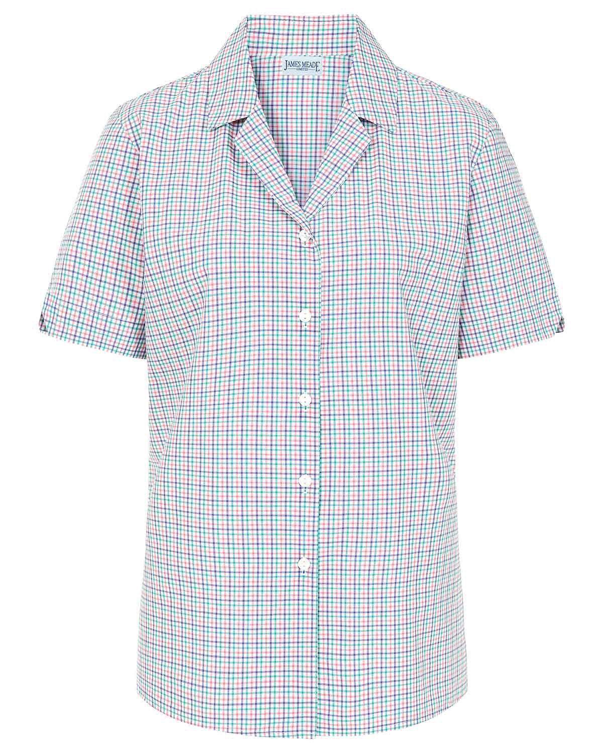 Eileen Checked Pure Cotton Short Sleeve Blouse - Image 3 - The Classic Boutique