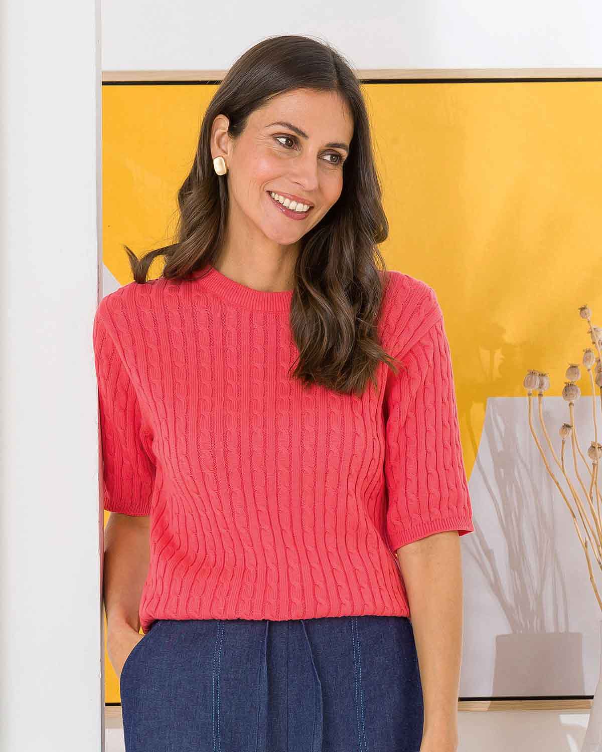 Gracie Cable Knit Pure Cotton Sweater - Image 2 - The Classic Boutique
