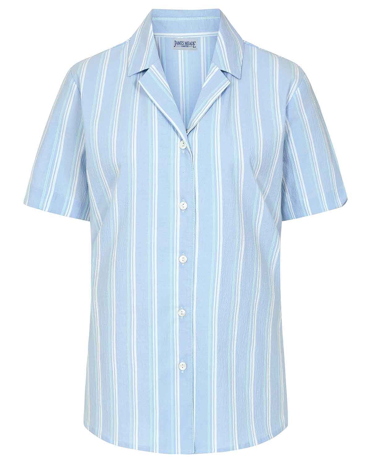 Allegra Striped Cotton Rich Short Sleeve Blouse - Image 3 - The Classic Boutique