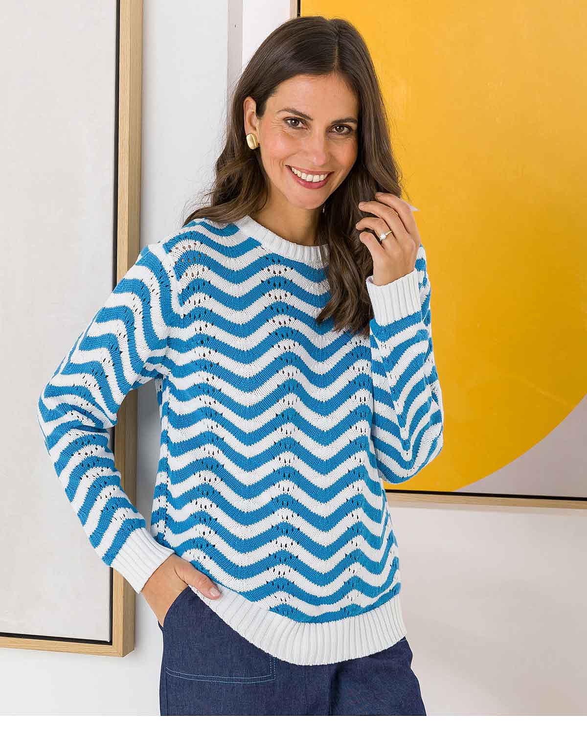 Cotton Dina Wave Effect Jumper - Image 1 - The Classic Boutique