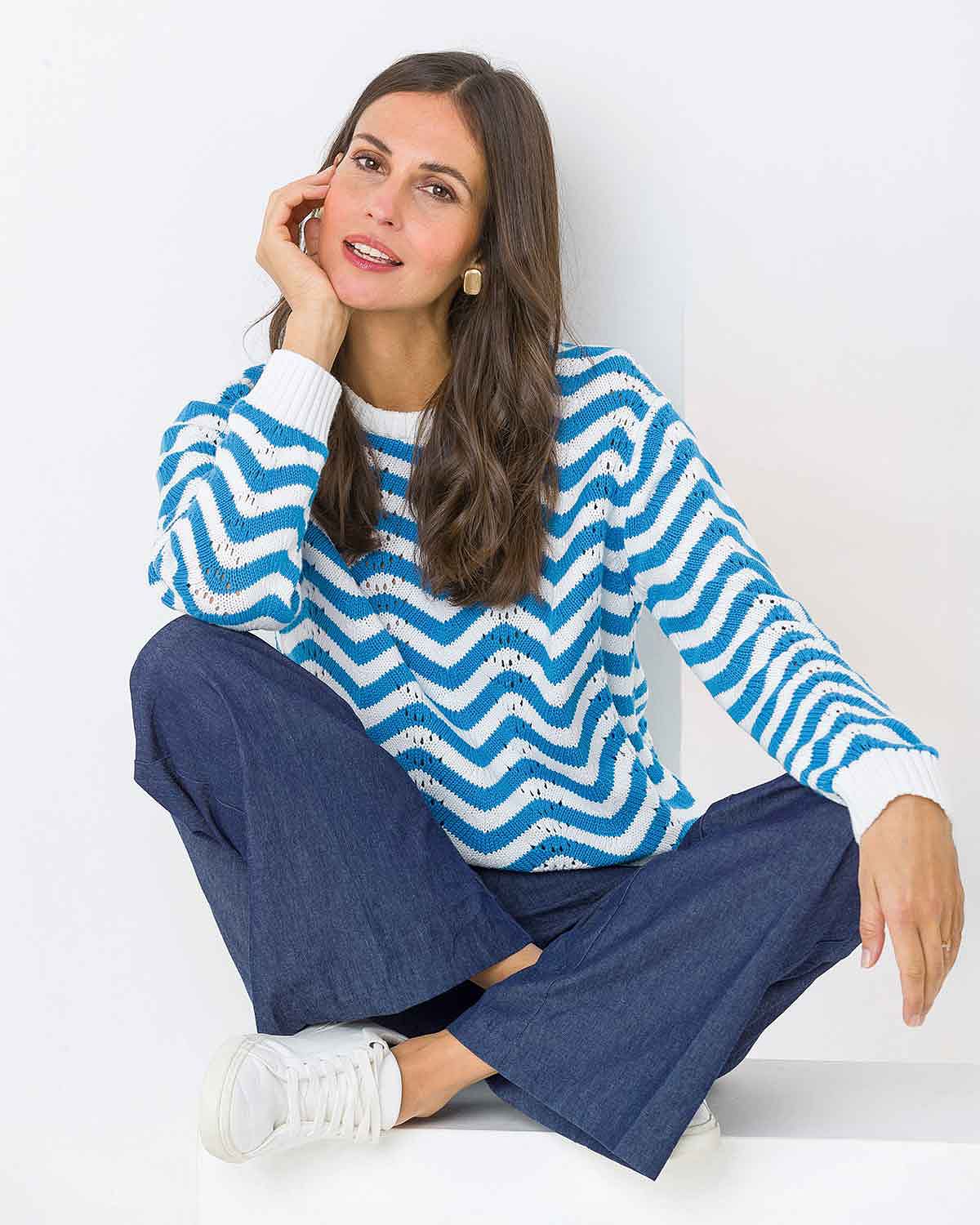 Cotton Dina Wave Effect Jumper - Image 2 - The Classic Boutique