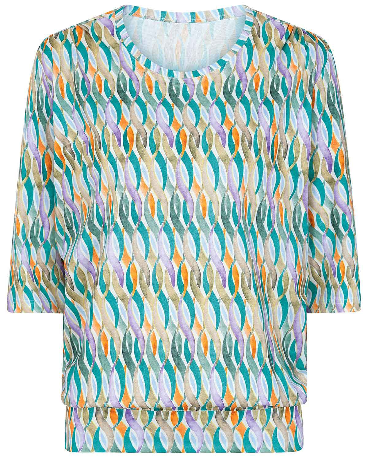 Tiana Patterned Pure Cotton 3/4 Sleeve Blouson Top - Image 3 - The Classic Boutique