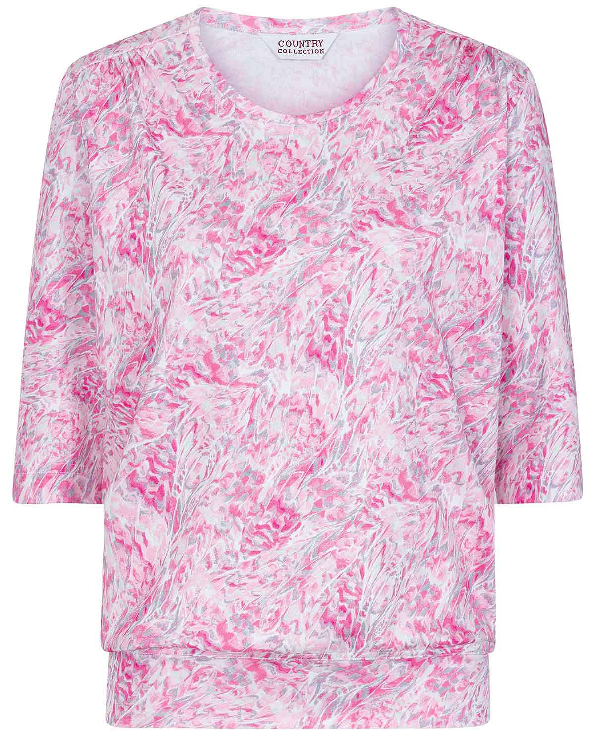 Nell Patterned Pure Cotton 3/4 Sleeve Blouson Top - Image 3 - The Classic Boutique