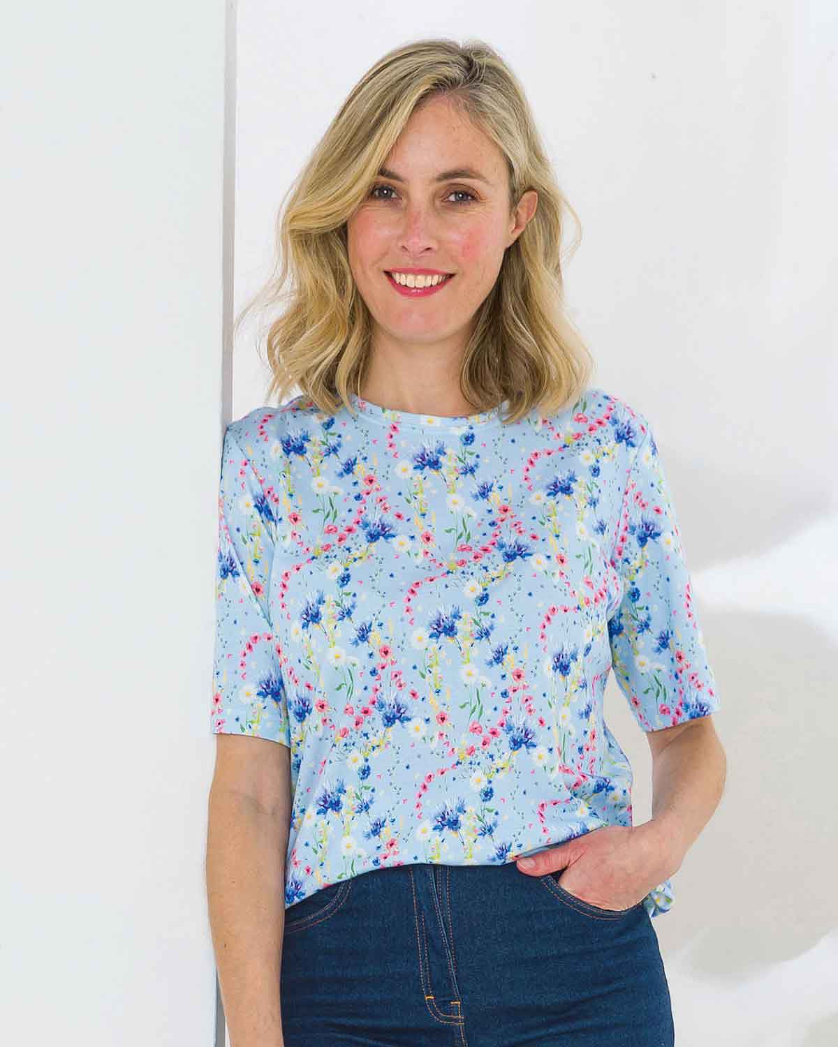 Lillie Floral Short Sleeve Cotton Leisure Top - Image 2 - The Classic Boutique