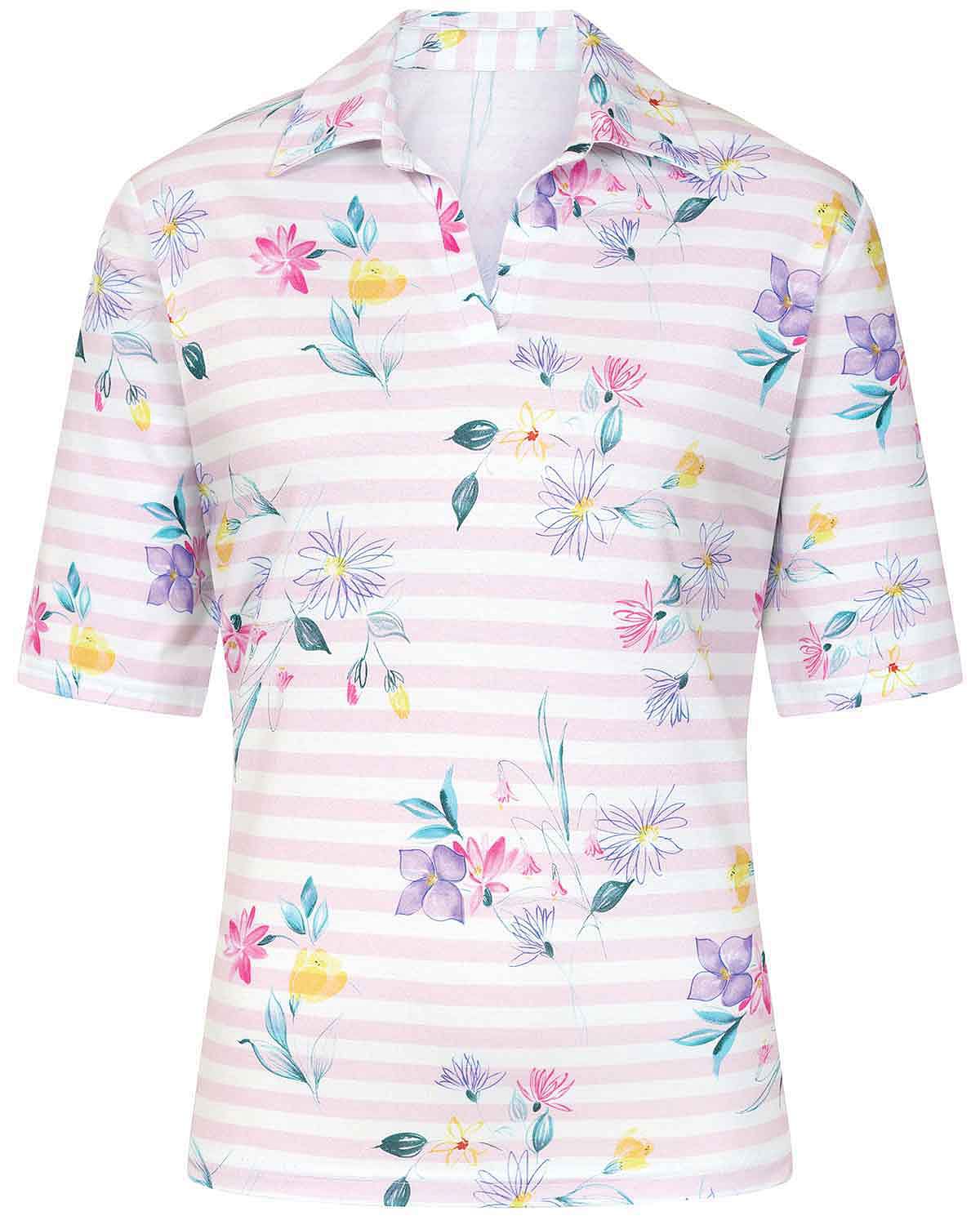 Sybil Floral Cotton Short Sleeved Polo Top - Image 3 - The Classic Boutique
