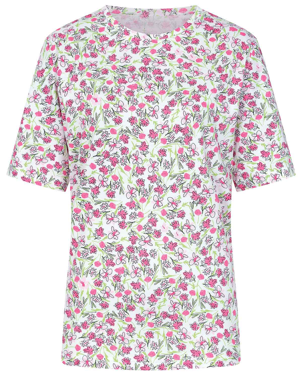 Violet Floral Short Sleeve Cotton Leisure Top - Image 3 - The Classic Boutique