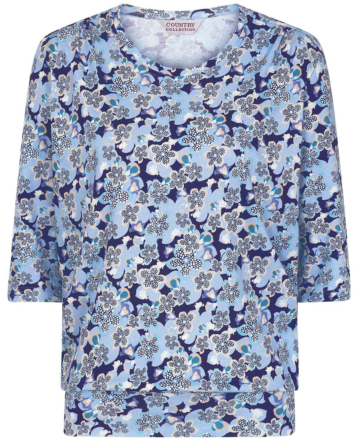 Felicity Floral Pure Cotton 3/4 Sleeve Blouson Top - Image 3 - The Classic Boutique