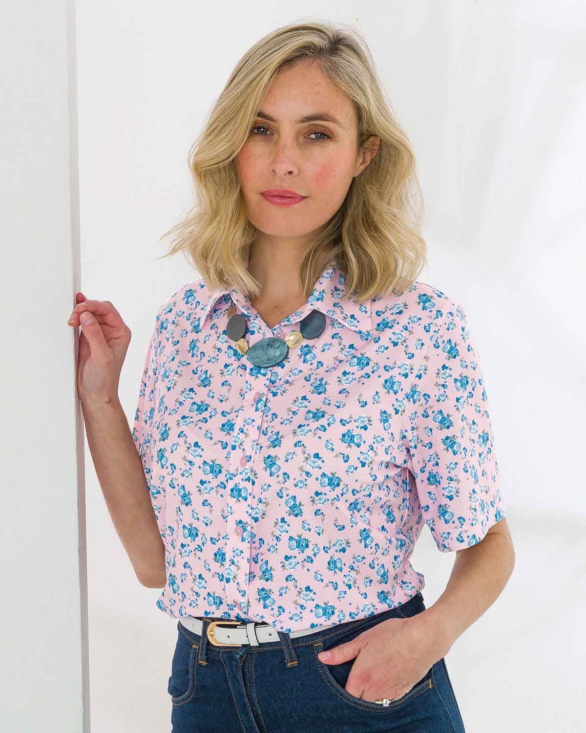 Marlena Floral Polyester Short Sleeve Blouse - Image 1 - The Classic Boutique