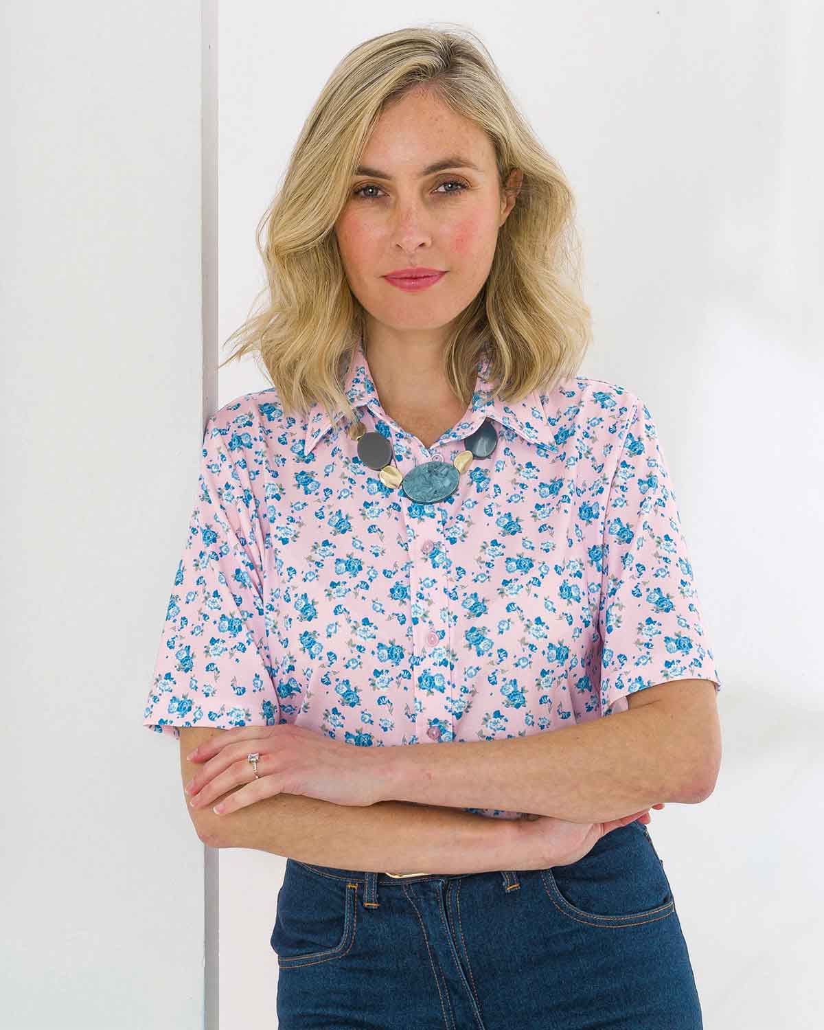 Marlena Floral Polyester Short Sleeve Blouse - Image 2 - The Classic Boutique