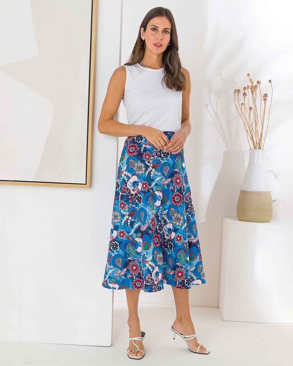Diane Floral Pure Cotton A Line Skirt - Image 2 - The Classic Boutique
