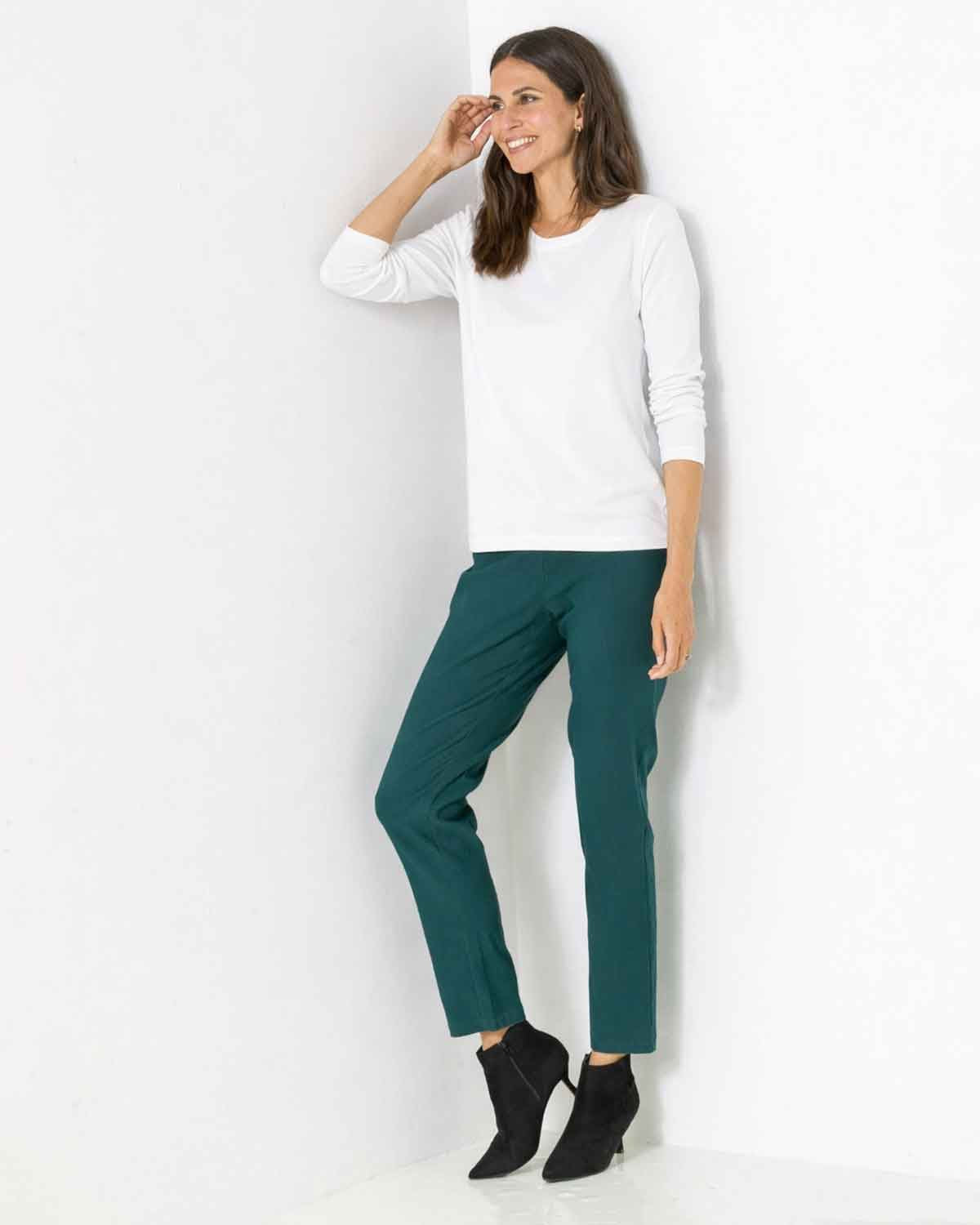 Kara Easycare Pull On Trousers - Teal - The Classic Boutique