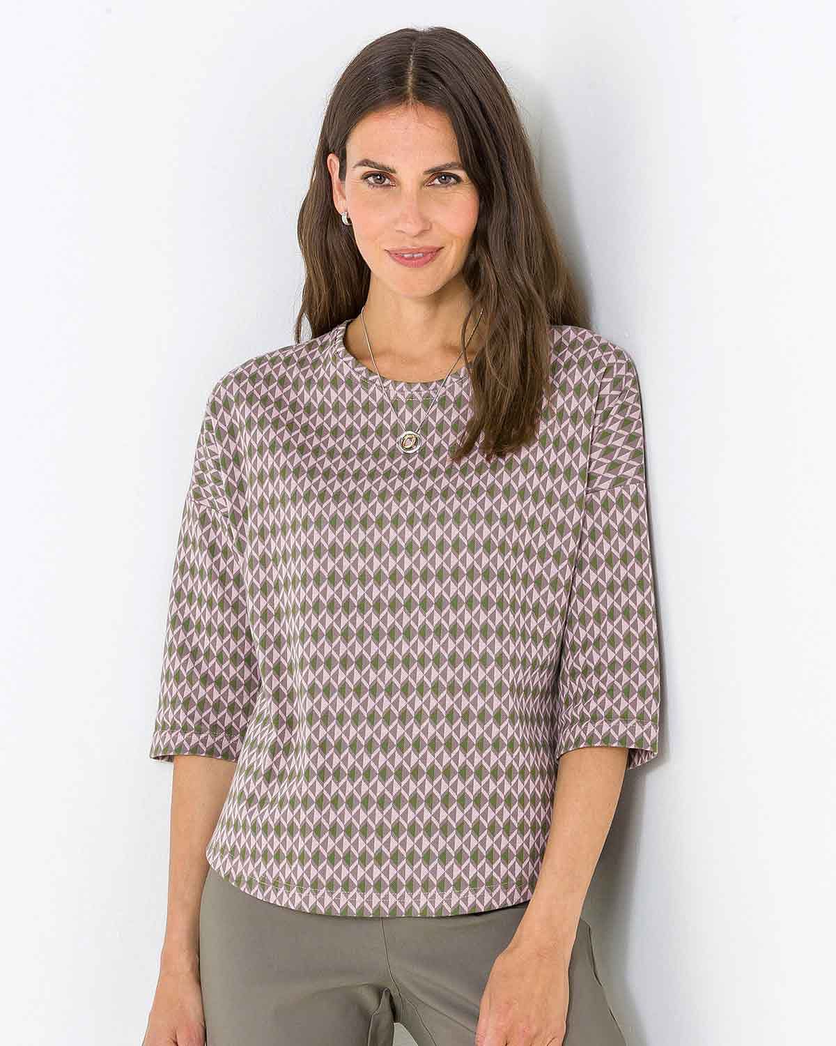 Maisie Patterned Crew Neck Dolman Sleeve Top - The Classic Boutique